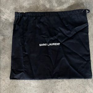 Authentic Saint Laurent Black Drawstring Logo Pouch